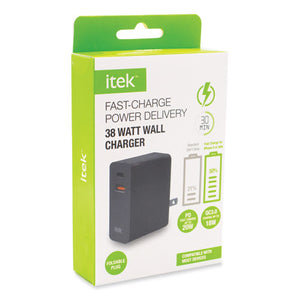 Wall Charger, 38 W, Usb-c, Black
