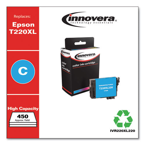 Remanufactured Cyan High-yield Ink, Replacement For Epson T220xl (t220xl220), 450 Page-yield