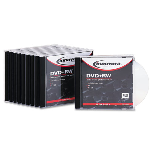 ESIVR46846 - Dvd+rw Discs, 4.7gb, 4x, W-slim Jewel Cases, Silver, 10-pack