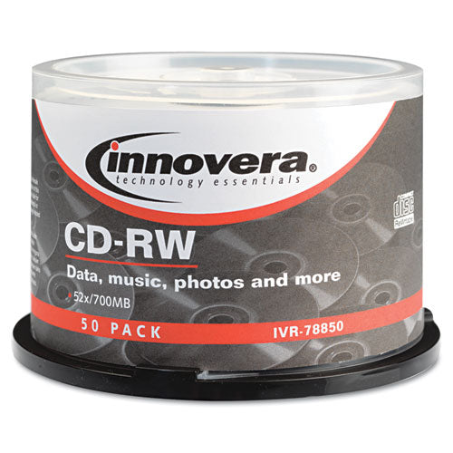 ESIVR78850 - Cd-Rw Discs, Rewritable, 700mb-80min, 12x, Spindle, Silver, 50-pack