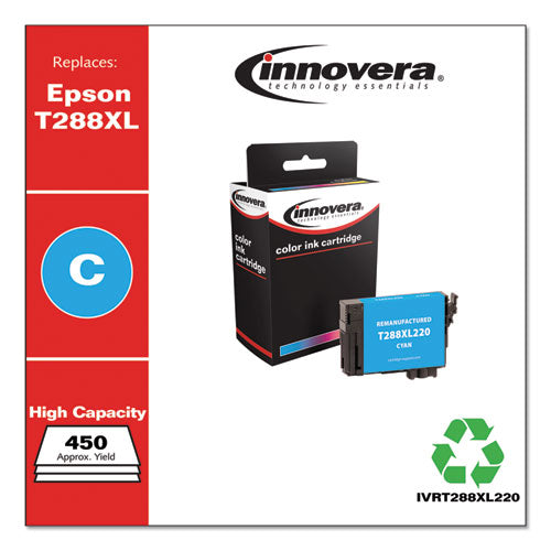 Remanufactured Cyan High-yield Ink, Replacement For Epson T288xl (t288xl220), 450 Page-yield