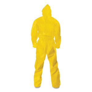 A70 Chemical Spray Protection Coveralls, Hooded, Storm Flap, Yellow, Large,12-carton