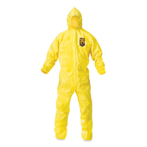 A70 Chemical Spray Protection Coveralls, Hooded, Storm Flap, Yellow, Large,12-carton