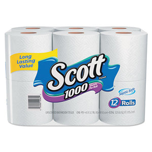 ESKCC10060 - TOILET PAPER, 1-PLY, 1000 SHEETS-ROLL, 12 ROLLS-PACK, 4 PACK-CARTON