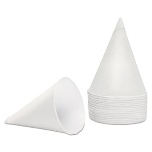 ESKCI45KBR - Rolled Rim, Poly Bagged Paper Cone Cups, 4.5oz, White, 5000-carton