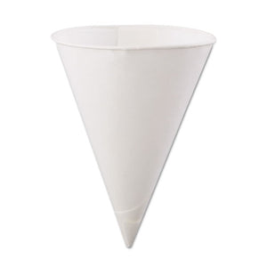 ESKCI60KBR - Rolled Rim, Poly Bagged Paper Cone Cups, 6oz, White, 200-bag, 25 Bags-carton