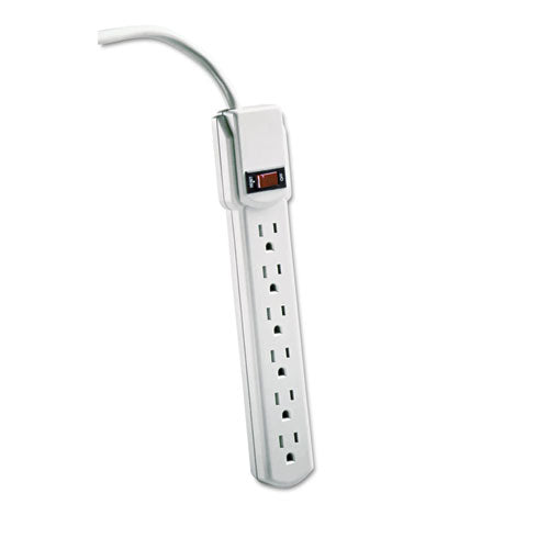 Six-outlet Power Strip, 120v, 4 Ft Cord, 1.5 X 3.75 X 13, Cream-ivory