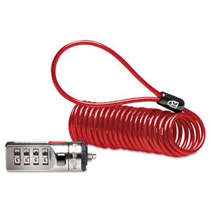 ESKMW64671 - Portable Combination Laptop Lock, 6ft Steel Cable, Red