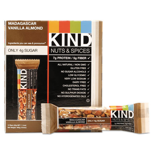 ESKND17850 - Nuts And Spices Bar, Madagascar Vanilla Almond, 1.4 Oz, 12-box
