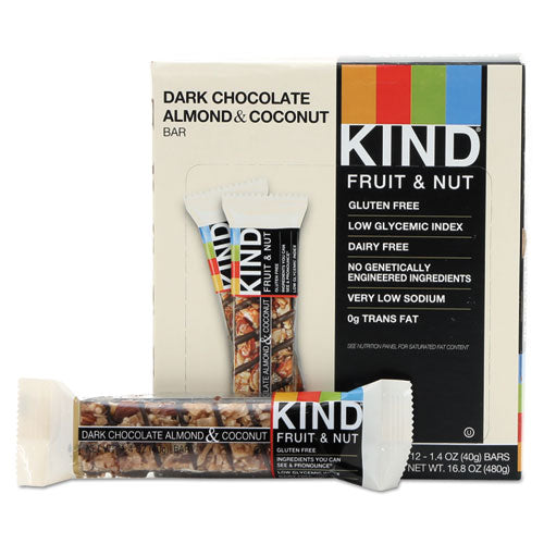 ESKND19987 - Fruit And Nut Bars, Dark Chocolate Almond & Coconut, 1.4 Oz Bar, 12-box