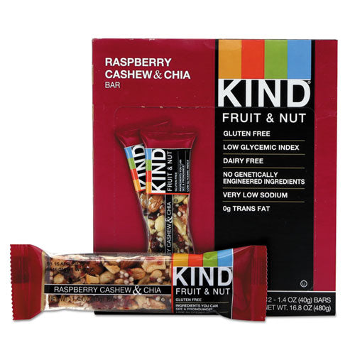 ESKND19989 - Fruit And Nut Bars, Raspberry Cashew & Chia, 1.4 Oz Bar, 12-box