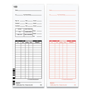 Time Clock Cards For Lathem Time 7000e-7500e, Two Sides, 3.38 X 8.78, 100-pack