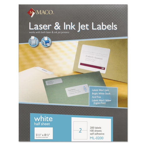 ESMACML0200 - White Laser-inkjet Internet Shipping Labels, 5 1-2 X 8 1-2, 200-box