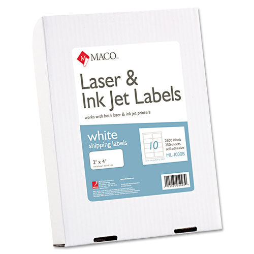 ESMACML1000B - White Laser-inkjet Shipping & Address Labels, 2 X 4, 2500-box
