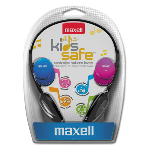 ESMAX190338 - Kids Safe Headphones, Pink-blue-silver