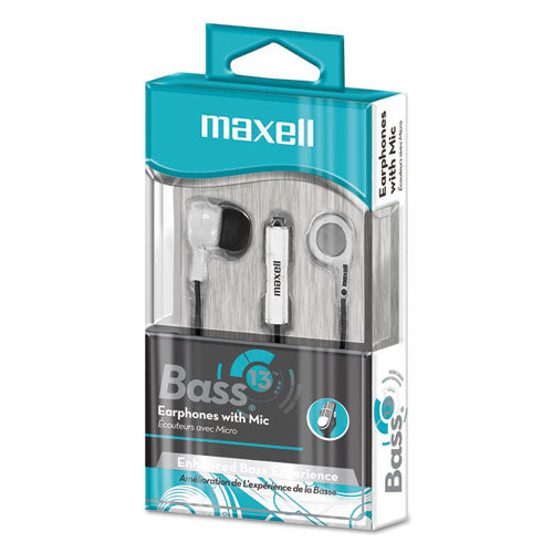 ESMAX199725 - B-13 Bass Earbuds With Microphone, White, 52" Cord