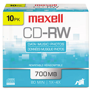 ESMAX630011 - Cd-Rw Discs, 700mb-80min, 4x, Silver, 10-pack