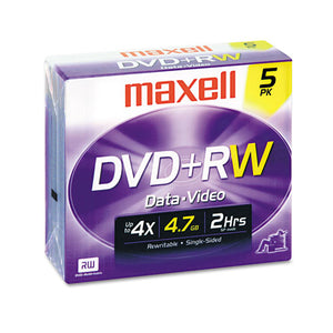 ESMAX634045 - Dvd+rw Discs, 4.7gb, 4x, W-jewel Cases, Silver, 5-pack