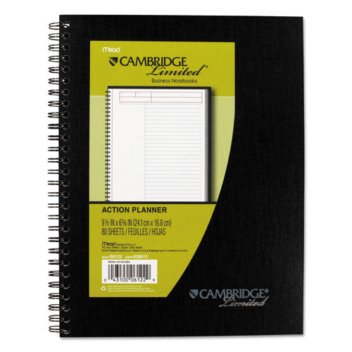ESMEA06122 - Action Planner Side Bound Business Notebook, 7 1-2 X 9 1-2, Black, 80 Sheets