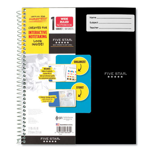 Interactive Notebook, 1 Subject, Wide Rule, Assorted Cover Colors, 11 X 8.5, 100 Sheets