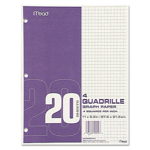 ESMEA19010 - Graph Paper, Quadrille (4 Sq-in), 8 1-2 X 11, White, 20 Sheets-pad, 12 Pads-pack