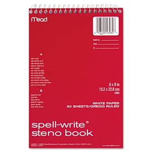 ESMEA43082 - Spell Write Wirebound Steno Book, Gregg Rule, 6 X 9, White, 80 Sheets