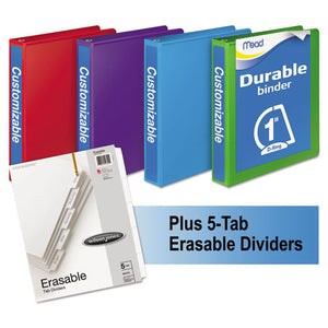 ESMEA66514AU - Durable D-Ring View Binder Plus Pack, 1" Cap, Assorted Colors, 4-carton