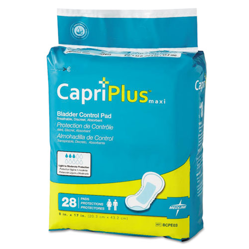 ESMIIBCPE03 - Capri Plus Bladder Control Pads, Ultra Plus, 8" X 17", 28-pack