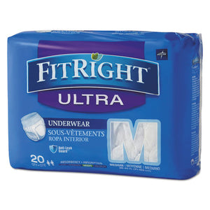 ESMIIFIT23005ACT - Fitright Ultra Protective Underwear, Medium, 28-40" Waist, 20-pack, 4 Pack-ctn