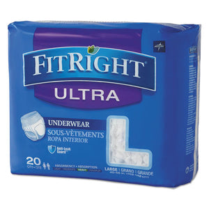 ESMIIFIT23505ACT - Fitright Ultra Protective Underwear, Large, 40-56" Waist, 20-pack, 4 Pack-carton