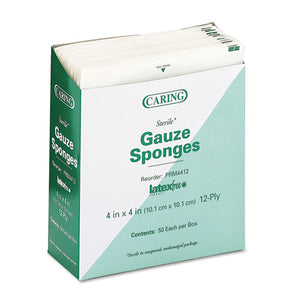 ESMIIPRM4412 - Caring Woven Gauze Sponges, 4 X 4, Sterile, 12-Ply, 1200-carton