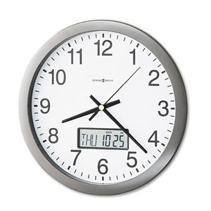 ESMIL625195 - Chronicle Wall Clock With Lcd Inset, 14", Gray