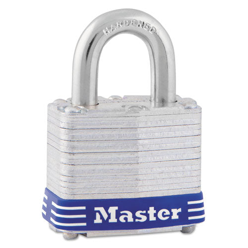 ESMLK3D - Four-Pin Tumbler Lock, Laminated Steel Body, 1 9-16" Wide, Silver-blue, Two Keys