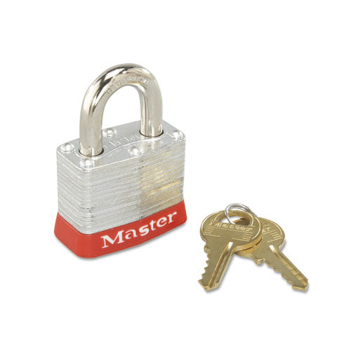 ESMLK3RED - Steel Body Safety Padlock, 4 Pin Tumbler, Red Bumper