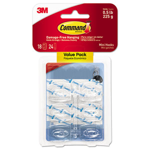 ESMMM17006CLR18ES - Clear Hooks & Strips, Plastic, Mini, 18 Hooks & 24 Strips-pack
