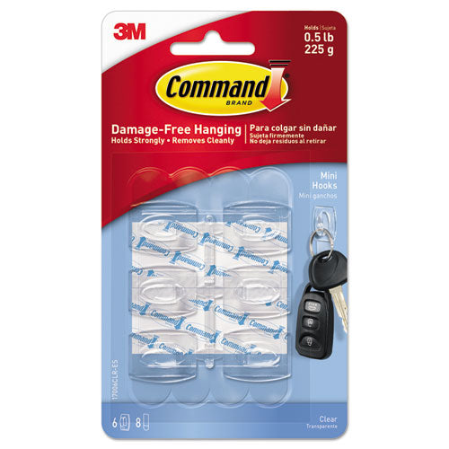 ESMMM17006CLRES - Clear Hooks & Strips, Plastic, Mini, 6 Hooks & 8 Strips-pack