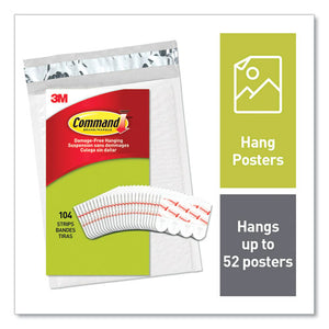 Poster Strips, Small, 0.63" X 1.75", White, 104-pack