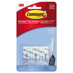 ESMMM17067CLRES - Clear Hooks & Strips, Plastic-wire, Small, 3 Hooks & 4 Strips-pack
