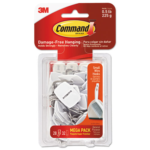 ESMMM17067MPES - General Purpose Hooks, Small, 0.5lb Cap, White, 28 Hooks & 32 Strips-pack