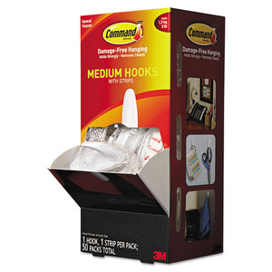 ESMMM17081CABPK - General Purpose Designer Hooks, Medium, 3lb Cap, White, 50 Hooks & Strips-pack
