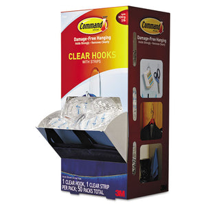 ESMMM17091CLRCABP - Clear Hooks & Strips, Plastic, Medium, 50 Hooks W-50 Adhesive Strips Per Carton