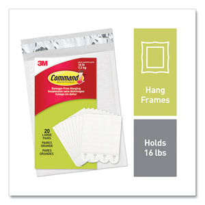 Picture Hanging Strips, Removable, Large, 0.63" X 3.63", White, 20 Pairs-pack