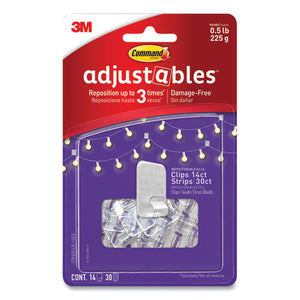 Adjustables Repositionable Mini Clips, Plastic, White, 0.5 Lb Capacity, 14 Clips And 12 Strips