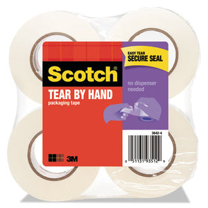ESMMM38424 - Tear-By-Hand Packaging Tape, 1.88" X 50yds, 1 1-2" Core, Clear, 4-pack