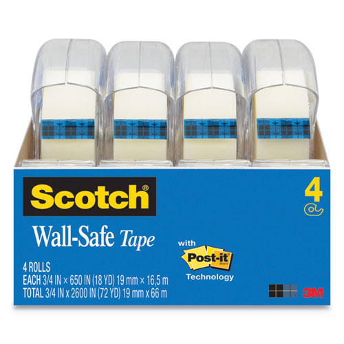ESMMM4183 - WALL-SAFE TAPE, 1" CORE, 3-4" X 650", CLEAR, 4-PACK
