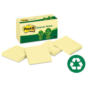 ESMMM654RPYW - Recycled Note Pads, 3 X 3, Canary Yellow, 100-Sheet, 12-pack