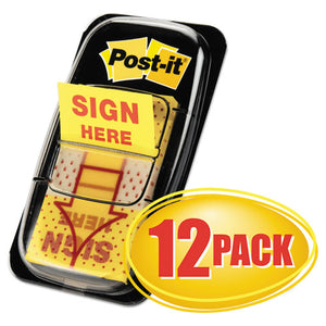 ESMMM680SH12 - ARROW MESSAGE 1" PAGE FLAGS, SIGN HERE, YELLOW, 50-DISPENSER, 12 DISPENSERS-PK