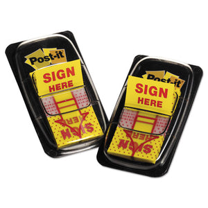 ESMMM680SH2 - Arrow Message 1" Page Flags, "sign Here", Yellow, 2 50-Flag Dispensers-pack