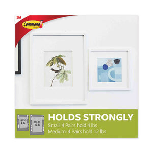 Picture Hanging Strips, Value Pack, Removable, (4 Small) 0.63" X 1.81" And (8 Medium) 0.75" X 2.75", White, 12 Pairs-pack