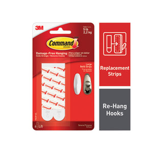 Refill Strips, Removable, Holds Up To 5 Lbs, 0.75" X 3.65", White, 6-pack